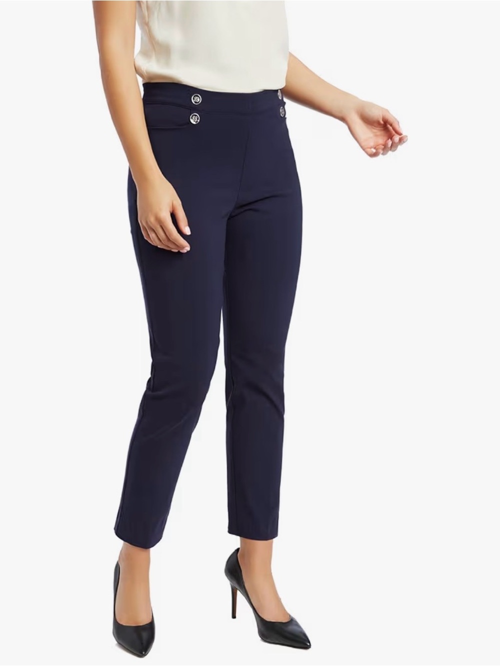 89th & Madison Navy Cropped Slim Ankle Pants
